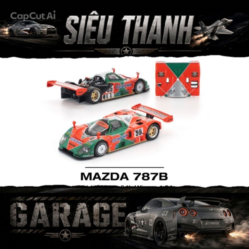 Pop Race Mazda 787b - Le mans Winner - mô hình xe tỉ lệ 1:64 Poprace
