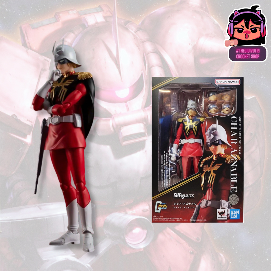 SHF BANDAI (AUTHENTIC) HIGH QUALITY ACTION FIGURE "CHAR AZNABLE - GUNDAM" (NEWSEAL)