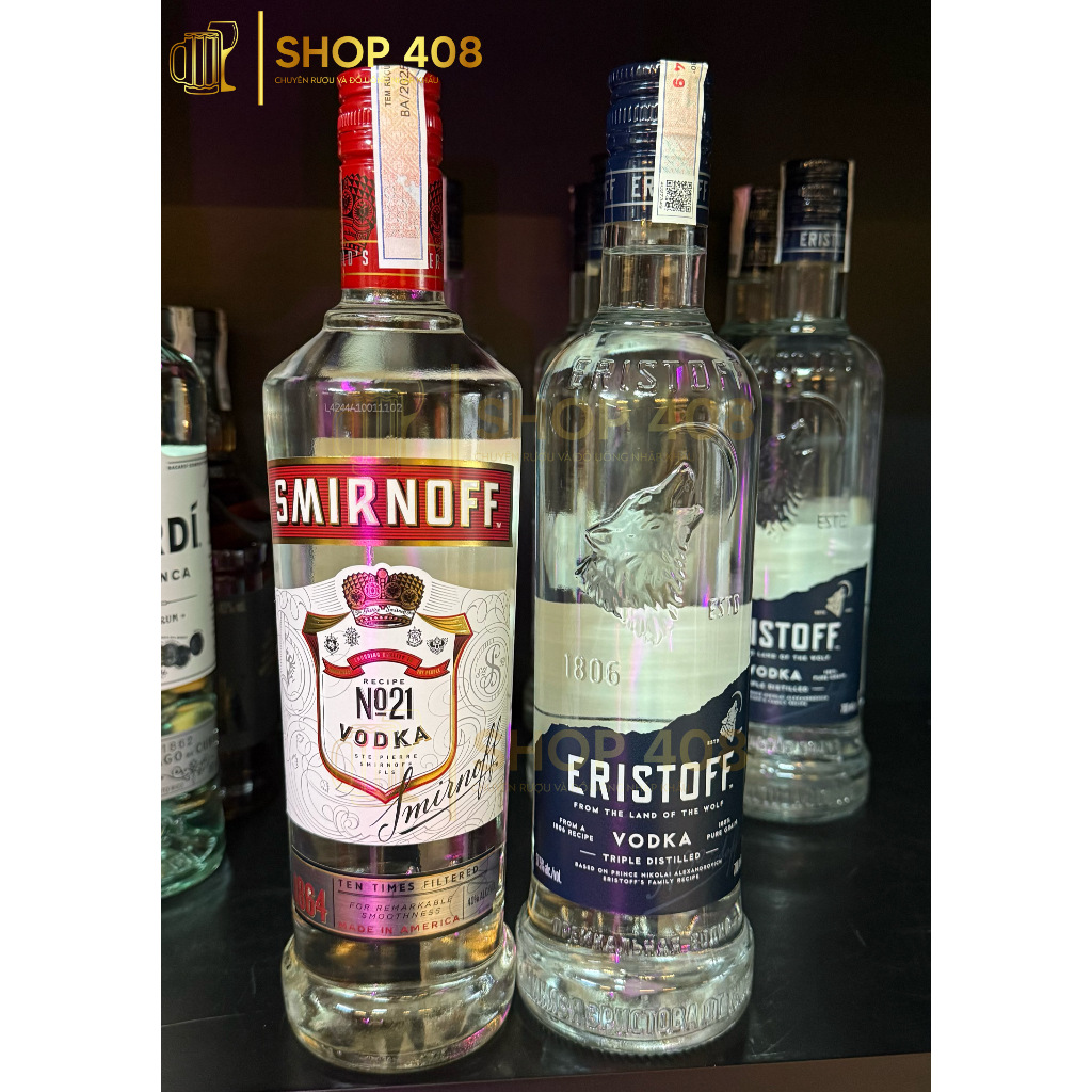 Rượu Smirnoff Vodka Red/Eristoff Vodka - không hộp [XT]