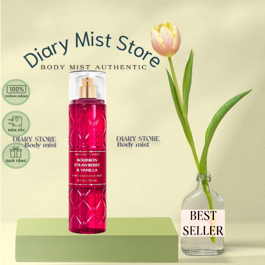 𝐃𝐢𝐚𝐫𝐲𝐦𝐢𝐬𝐭.𝐬𝐭𝐨𝐫𝐞 Xịt Thơm Toàn Thân Bath & Body Works - BOURBON STRAWBERRY VANILLA