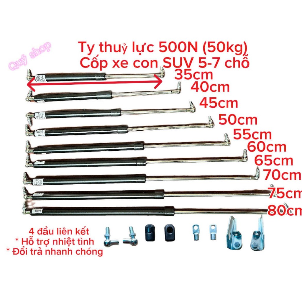 Ty thủy lực 500N (50KG) - Giá của 1 cây, dùng nâng trợ lực các loại cửa cốp sau oto SUV 5-7 chỗ, bửn