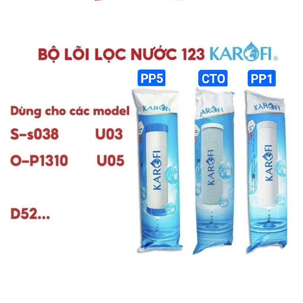 Combo 3 Lõi lọc 123 Karofi SS038 , D52 ,P95 ,U05 - (PP5 + CTO + PP1)