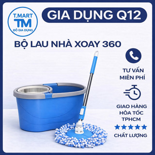 (FREE SHIP 100%) Bộ Thùng Lau Nhà Lồng nhựa Xoay 360 Bộ Chổi Lau Nhà kèm 2 bông lau thấm hút tốt