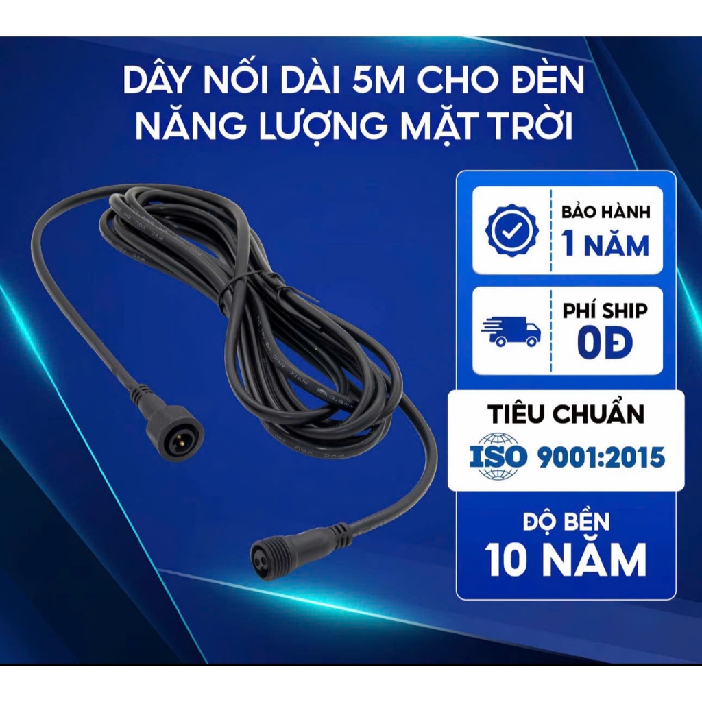 Lẻ Dây nối thêm đèn năng lượng mặt trời dây dài 5m