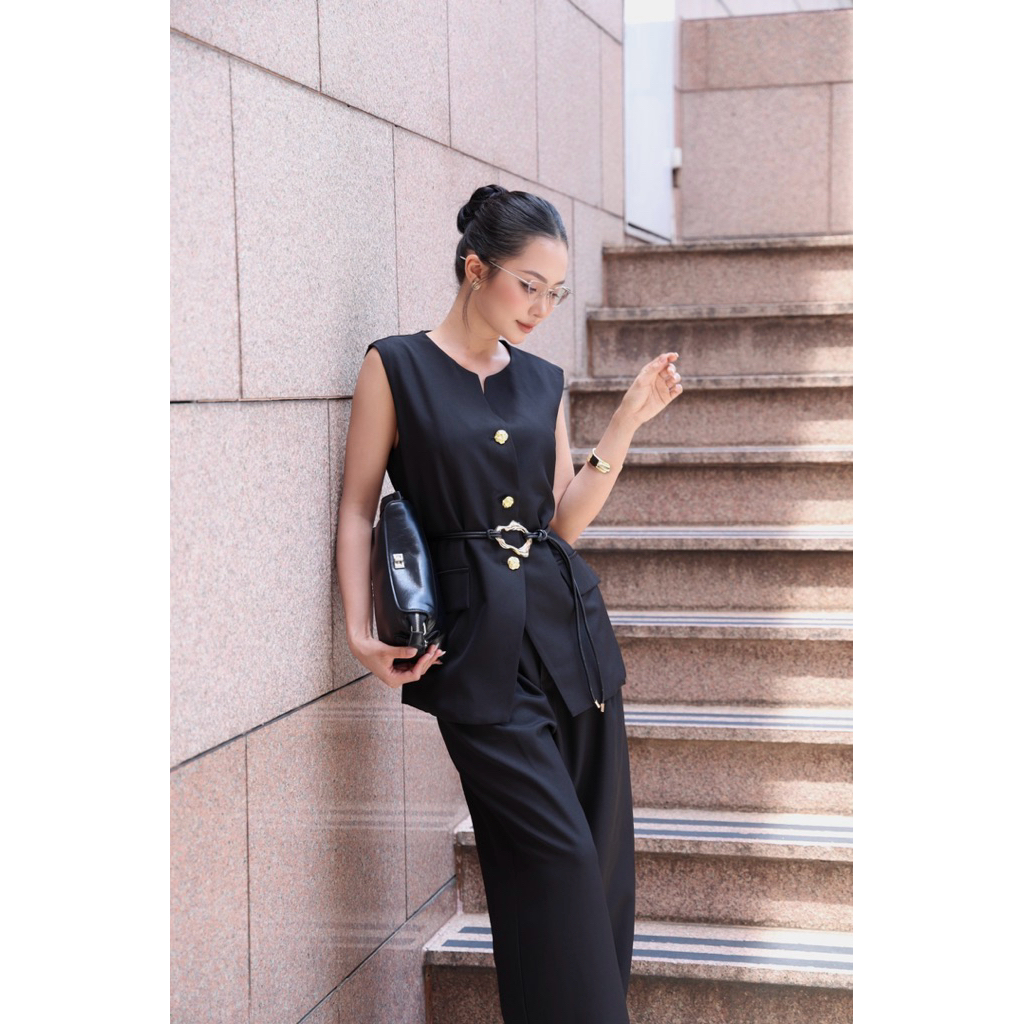 [EM CHIC] Set vest dáng xuông thiết kế thanh lịch sang chảnh ( tặng kèm đai ) | BigBuy360 - bigbuy360.vn