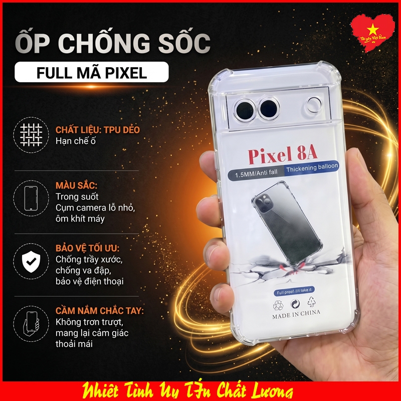 Ốp Lưng Dẻo chống sốc Google Pixel 10/ 10 Pro/ 10 Pro XL, 7/ 7a/ 7Pro/ 8/ 8a/ 8 Pro/ 9/ 9Pro/ 9Pro X