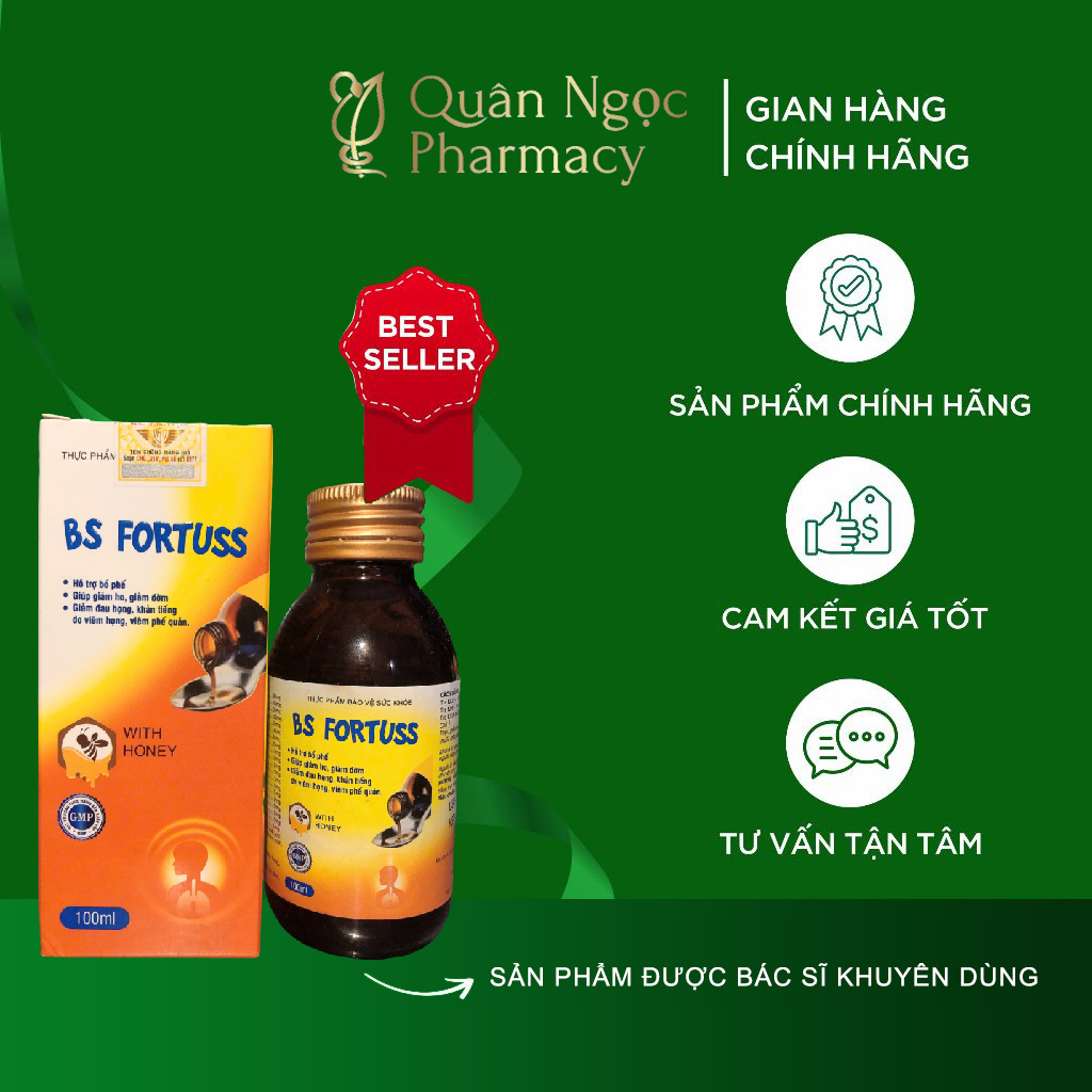 [CHÍNH HÃNG] SIRO BS FORTUSS 100ml giảm ho, long đờm, giảm đau họng hiệu quả