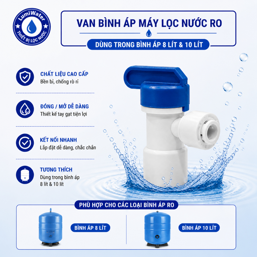 Van Bình Áp - Dùng Trong Bình Áp Máy Lọc Nước RO 8 Lít & 10 Lít