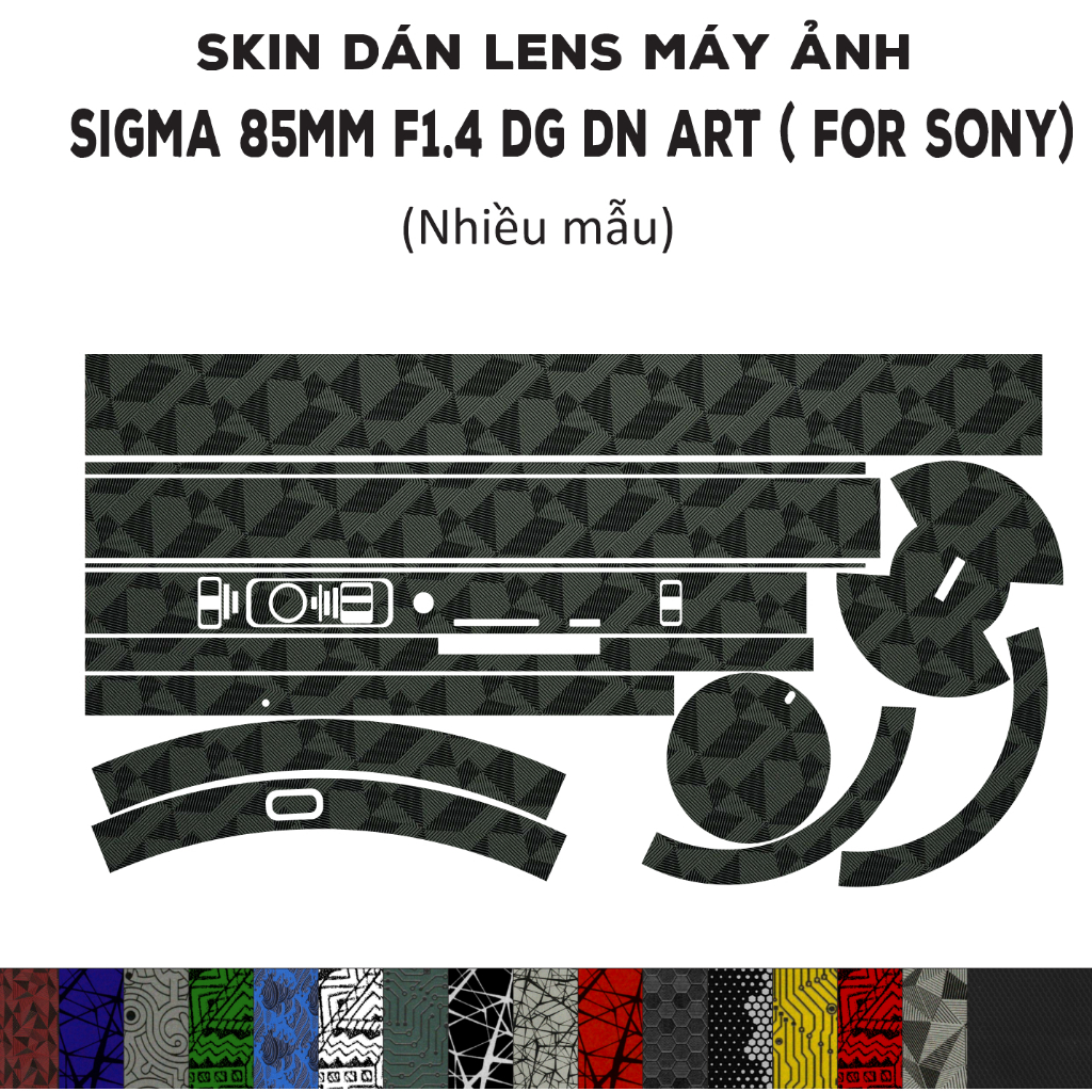 Skin dán Lens Sigma 85mm F1.4 DG DN Art (Nhiều mẫu) | Decal Film 3M dán bảo vệ ống kính máy ảnh 85 m
