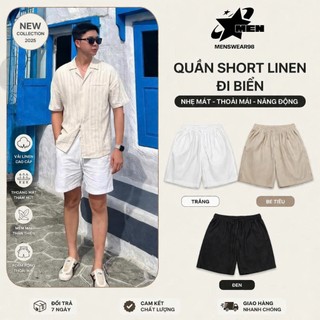 Quần Đùi Nam đũi thể thao chất Linen nam mặc nhà, mặc đi biển thời trang Unisex Hàn Quốc - Menswear98