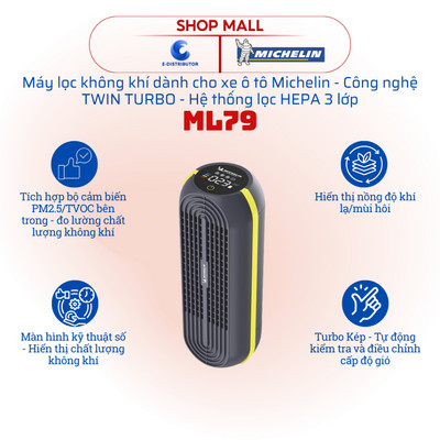 [HỎA TỐC] Máy lọc không khí dành cho xe ô tô Michelin ML79 - Mẫu mới 2026