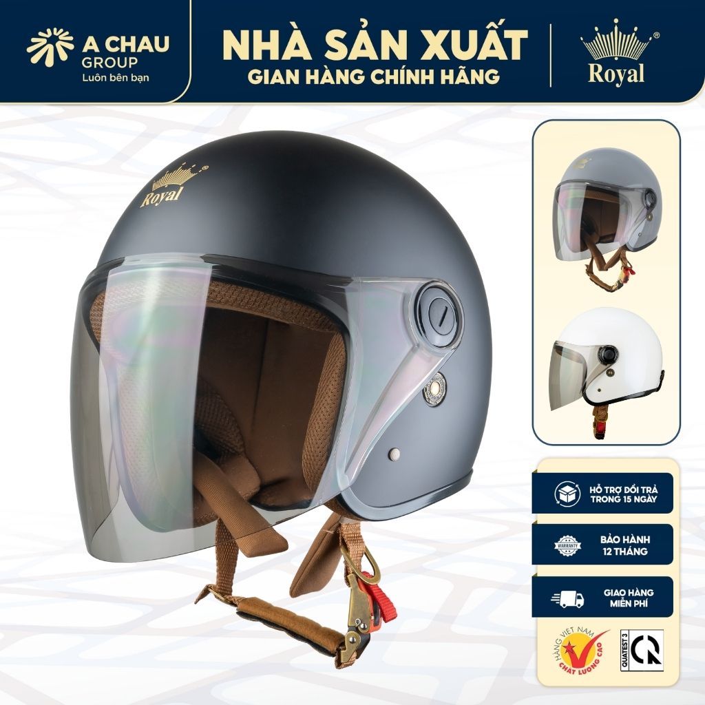 Mũ Bảo Hiểm 3/4 Đầu Royal M20K Kính Dài Che Mặt – Nhựa ABS Nguyên Sinh, Bh 12 Tháng Chính Hãng