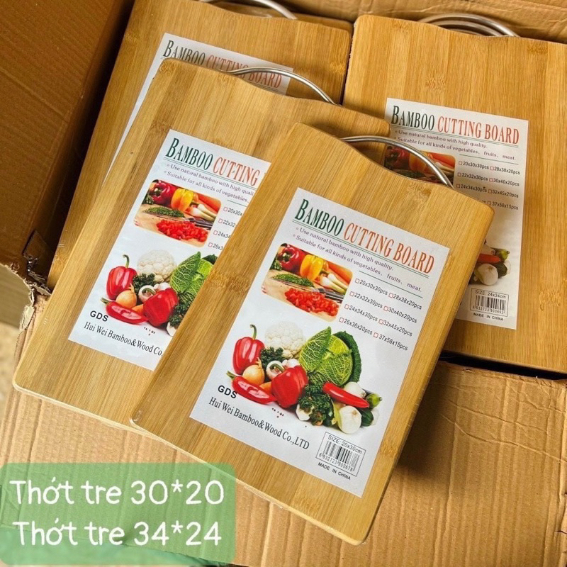 Thớt gỗ tre kháng khuẩn chữ nhật 30x20