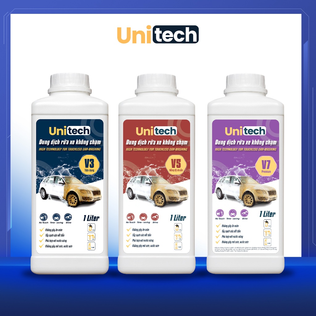 Nước Rửa Xe Bọt Tuyết Không Chạm UNITECH 1L, Dung Dịch Rửa Xe Không Chạm Siêu Mạnh