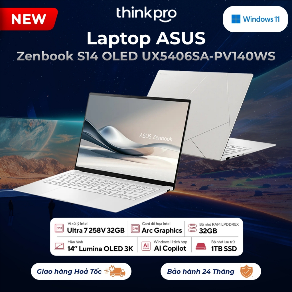 Laptop văn phòng Asus Zenbook S14 OLED UX5406SA -PV140WS