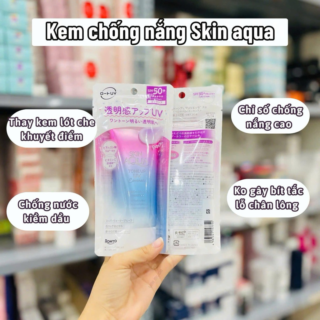 Kem chống nắng Skin Aqua Tím tặng kèm kcn mini
