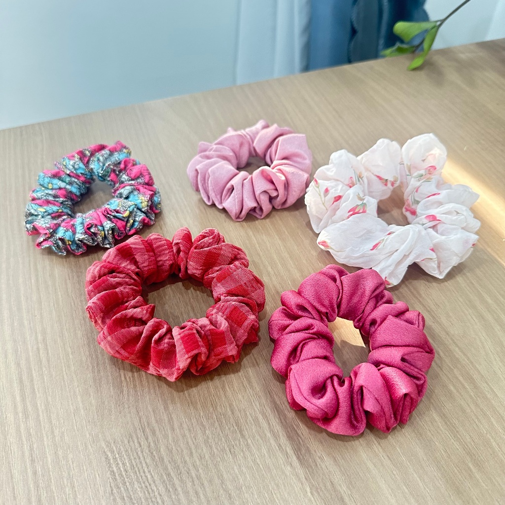 Set 5 cột tóc vải handmade siêu xinh nhiều màu dành cho nữ / thun cột tóc vải to bản 3cm / srunchies