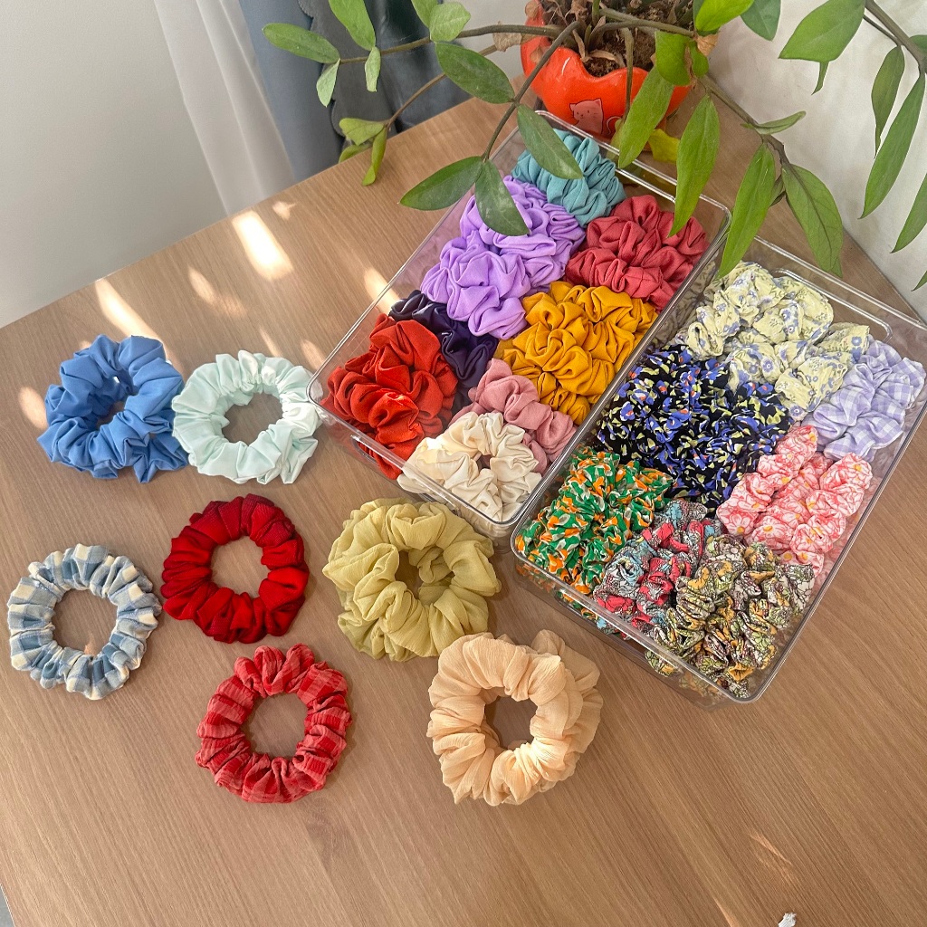 Thun cột tóc vải to bản 3cm nhiều màu siêu dễ thương / srunchies handmade dành cho nữ