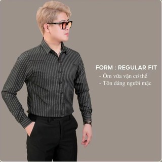 Áo Sơ Mi , Sơ Mi Dệt Kim Dài Tay Slim fit  Họa Tiết Kẻ Sọc Basic Trẻ Trung - Blazer For Man
