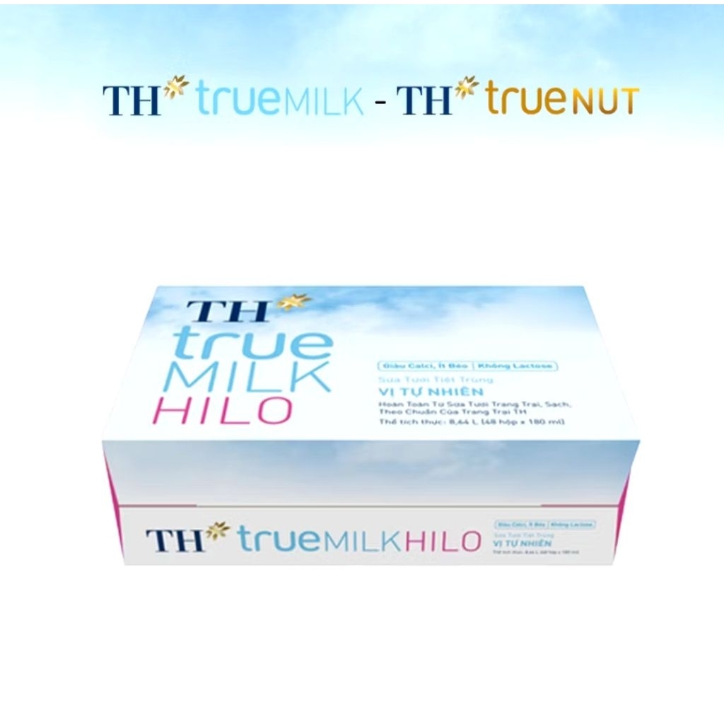 Thùng sữa tươi tuyệt trùng TH True Milk Hilo 48 hộp x 180ml