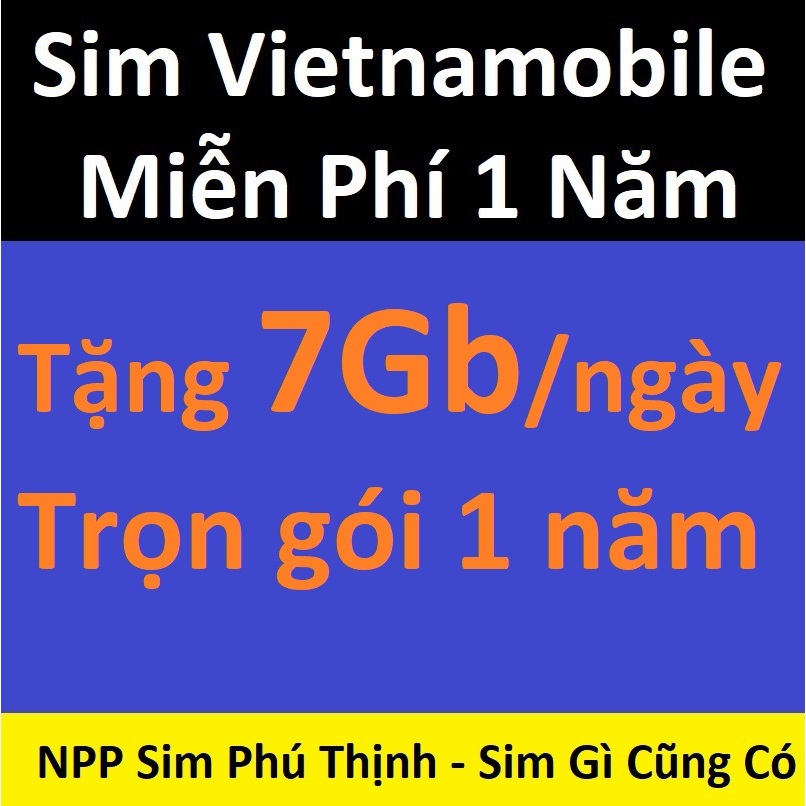 Sim data Vietnamobile 1 năm. Tặng mỗi ngày 4Gb/ngày trọn gói 1 năm