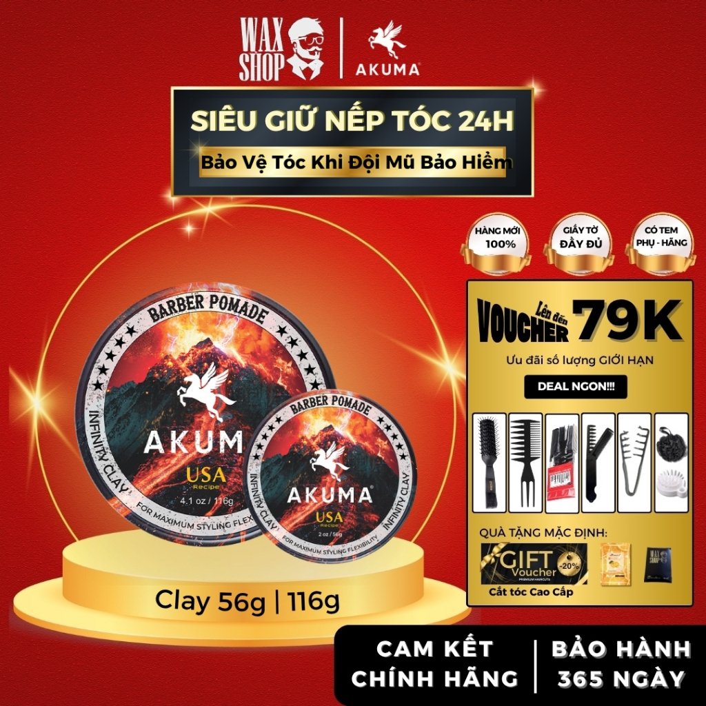Sáp vuốt tóc nam Akuma Infinity Clay 56g | 116g chính hãng