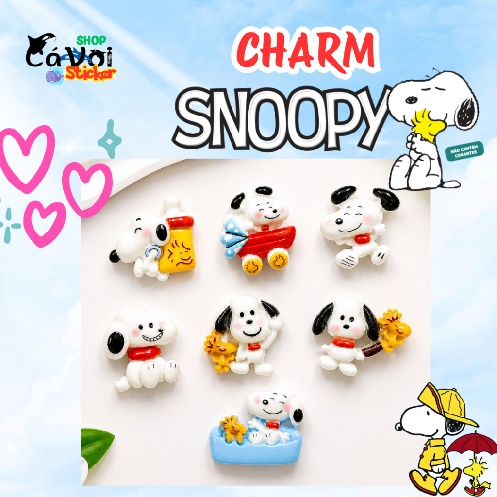 Set Charm Cún Snoopy và Woodstock Cute Kawaii – Charm Gắn Dép Crocs Trang Trí Dép Dễ Thương Mini Res