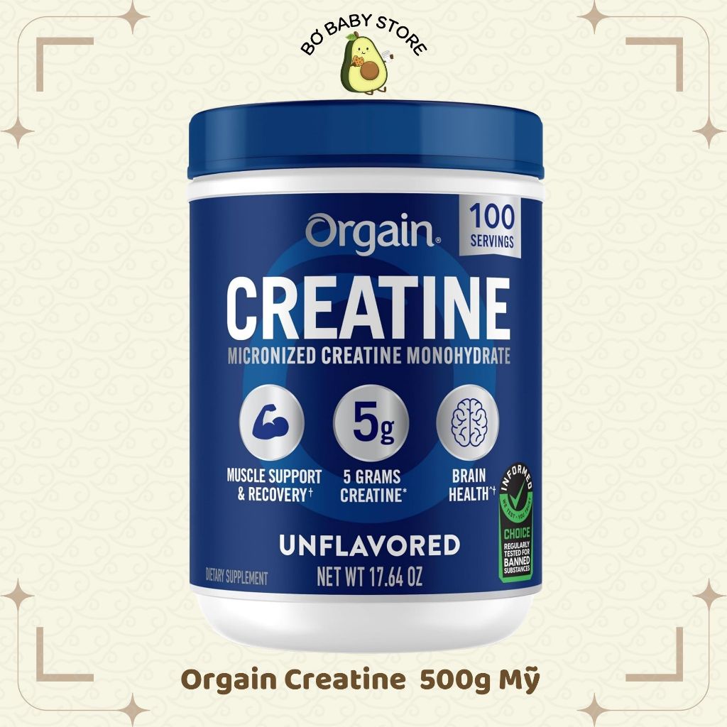 Bột Orgain Creatine Micronized Creatine Monohydrate 500g Mỹ,Tăng Sức Mạnh, PUMP Cơ (BAY AIR - ĐỦ BIL
