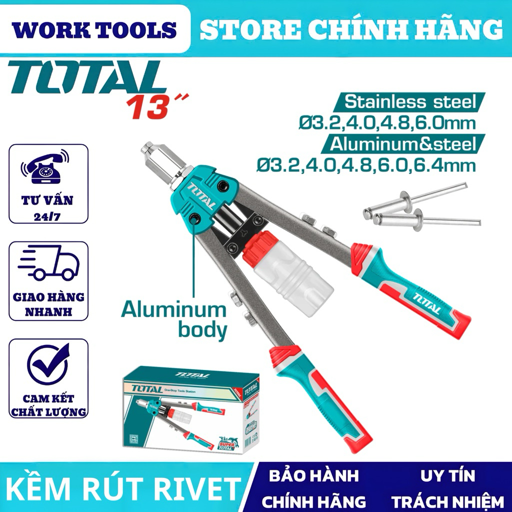 Kềm rút rivet 13” TOTAL rivet thép, rivet nhôm THT32131