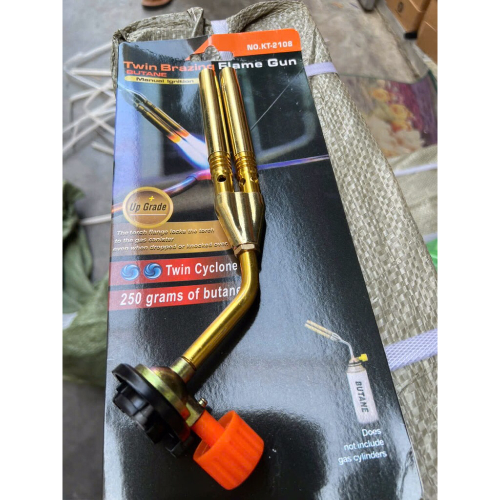 Khò Gas mini 2 đầu, Khò ga 2 nòng bằng thép không rỉ mạ đồng .