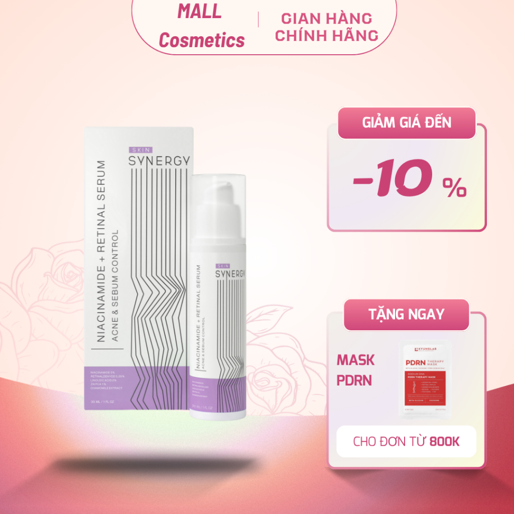 (Công ty) Serum Skin Synergy Niacinamide + Retinal giúp kiểm soát dầu, hỗ trợ giảm mụn 30ml