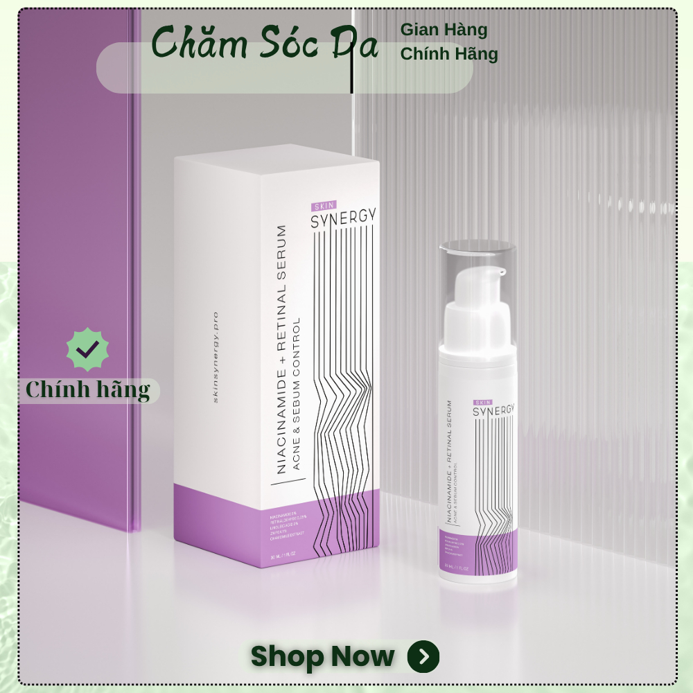 (Công ty) Serum Skin Synergy Niacinamide + Retinal giúp kiểm soát dầu, hỗ trợ giảm mụn 30ml
