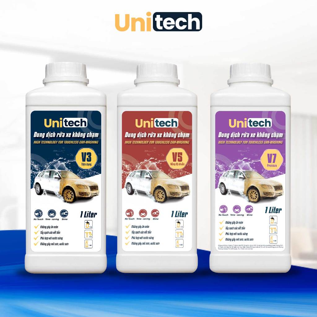 Nước Rửa Xe Không Chạm Bọt Tuyết UNITECH 1L, Dung Dịch Rửa Xe Không Chạm Siêu Mạnh