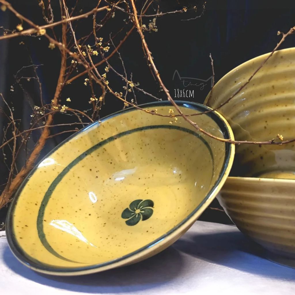 Tô gốm mộc | Men tiêu | 18x6cm