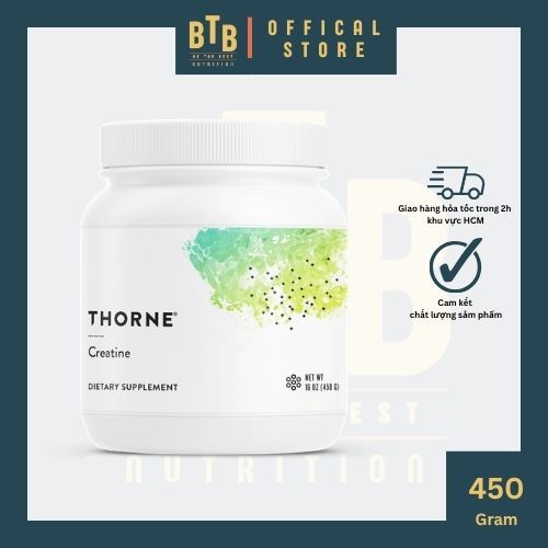 Bột hỗ trợ tăng sức mạnh THORNE CREATINE - 450G cao cấp tổng hợp năng lượng ATP, tốt trí não