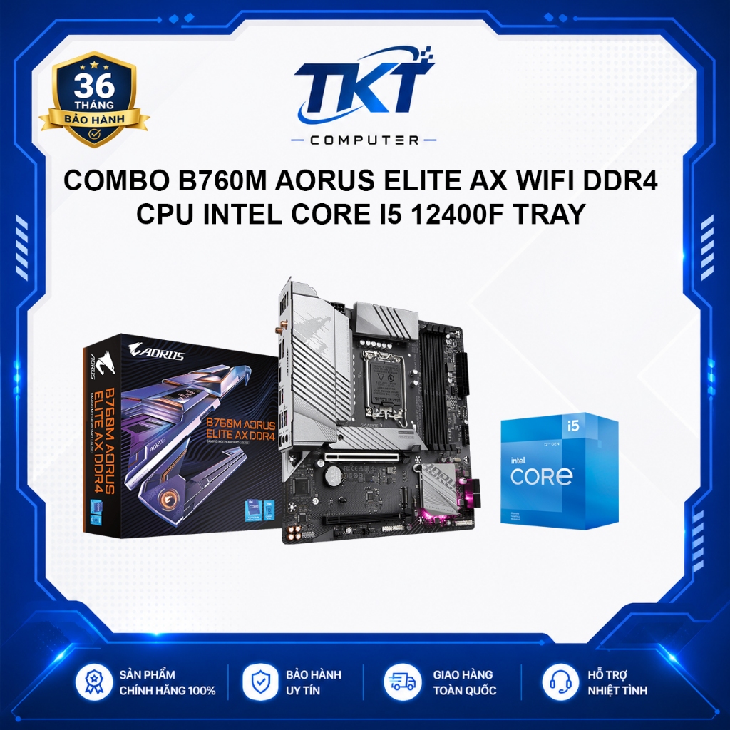 MÁY TÍNH BÀN - COMBO B760M AORUS ELITE AX WIFI D4 | INTEL CORE I5 14400F TRAY - BH 36T