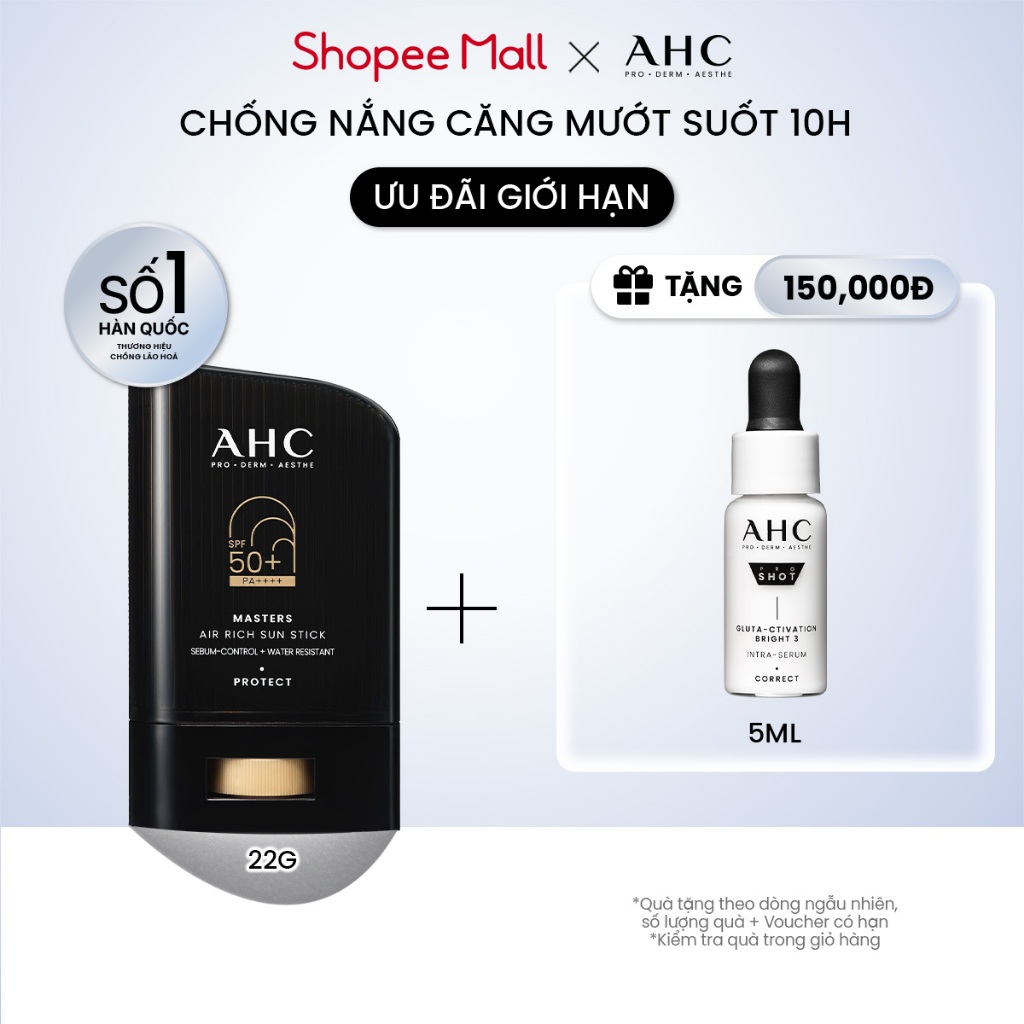 Sáp Chống Nắng AHC phổ rộng kiềm dầu suốt 24H Masters Air Rich Sun Stick 22g | BigBuy360 - bigbuy360.vn