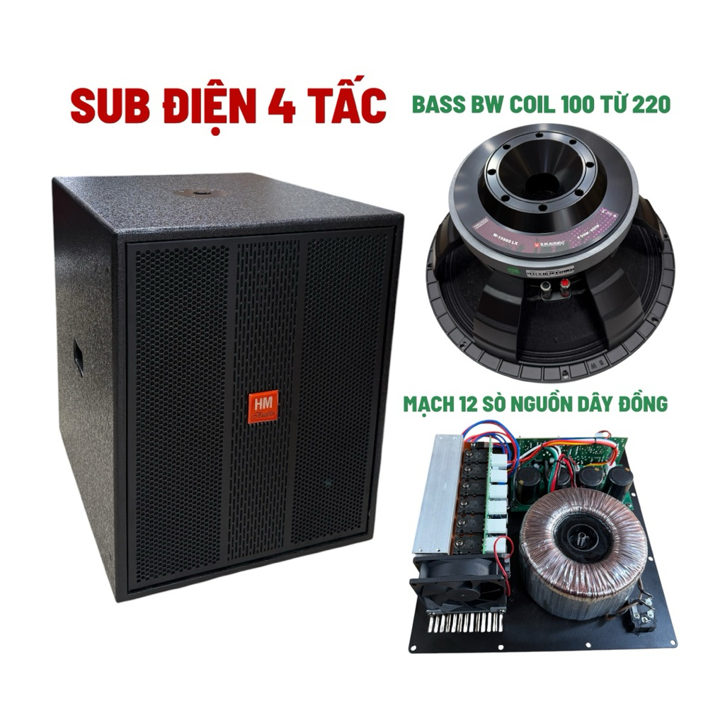 Loa Sub Điện 4 Tấc Bass BW Coil 100 Từ 220 Mạch 12 Sò và 16 Sò Tăng Phô Dây Đồng