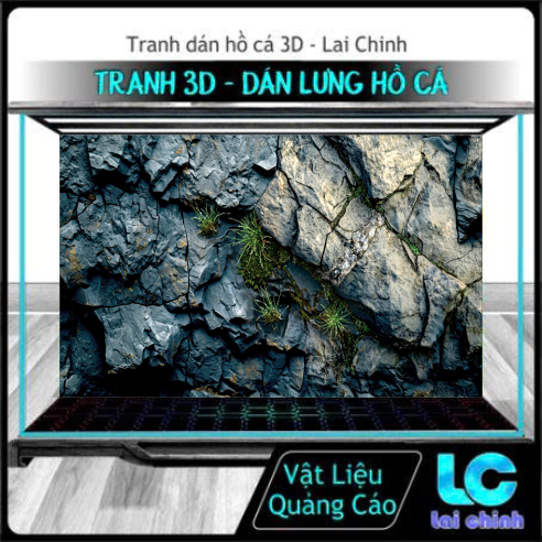Tranh 3d Decal có sẵn keo, Tranh Dán Bể Cá Thủy Sinh, Bể Cá Rồng (Tranh Dán Lưng)_VD 26