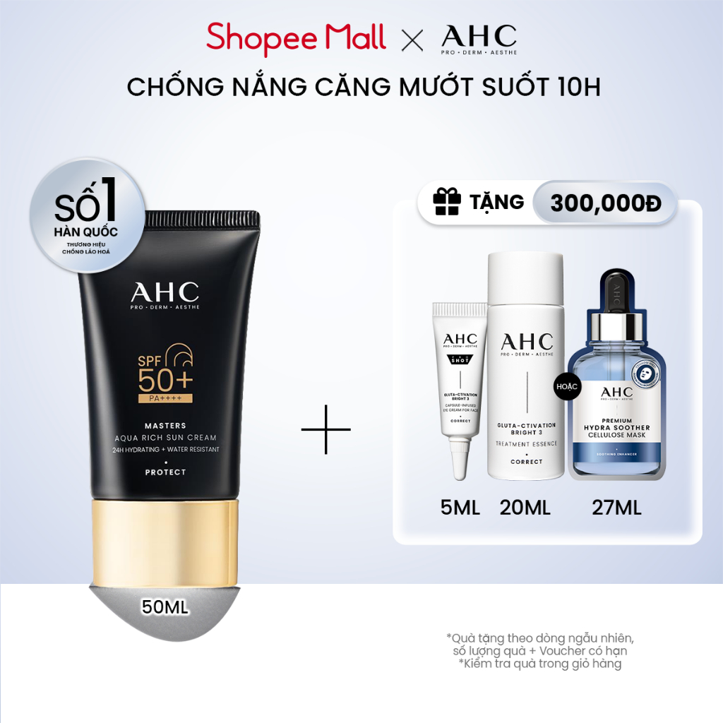 [LIVE] Kem chống nắng AHC phổ rộng 400nm căng mướt da chuẩn Hàn (50 ml) Masters Aqua Rich Sun Cream | BigBuy360 - bigbuy360.vn