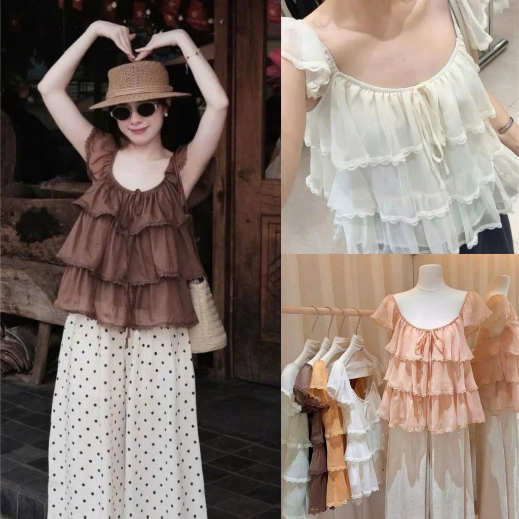 Áo Voan Babydoll Bèo Tầng Cánh Tiên Xòe Siu Xinh LALA TOP, Kiểu Dáng Basic Dễ Mặc Mềm Mát | BigBuy360 - bigbuy360.vn