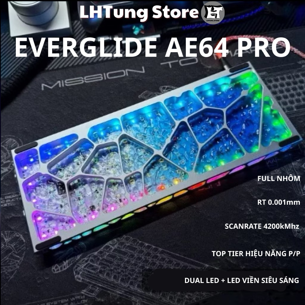 [SẴN GIAO] Bàn phím cơ gaming Everglide AE64 Pro HE | Kit AE64 Pro | Rapid Trigger | 8000hz | Scanra