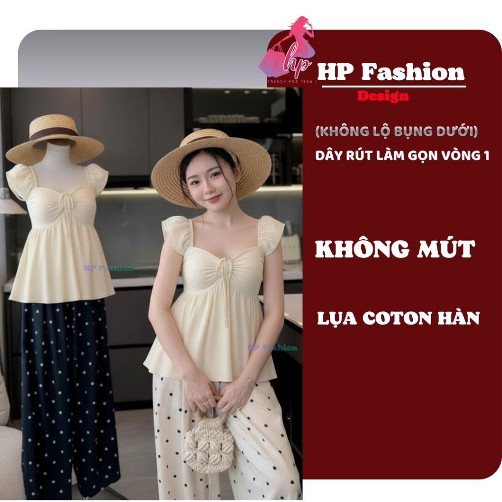 Áo babydoll nữ tay cánh tiên form che bung, áo kiểu dây rút vòng 1 tôn dáng lưng chun ôm eo HP111 | BigBuy360 - bigbuy360.vn