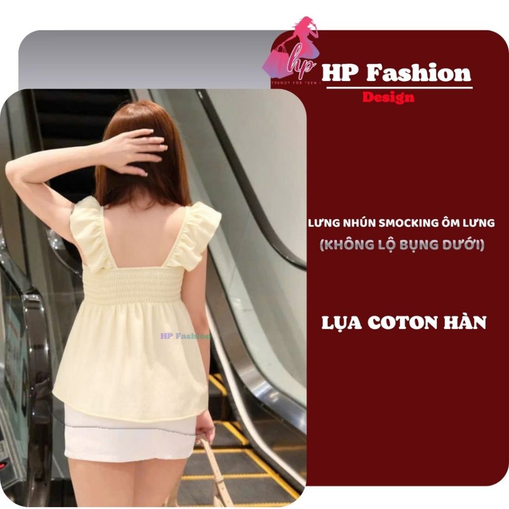 Áo babydoll nữ tay cánh tiên form che bung, áo kiểu dây rút vòng 1 tôn dáng lưng chun ôm eo HP111 | BigBuy360 - bigbuy360.vn