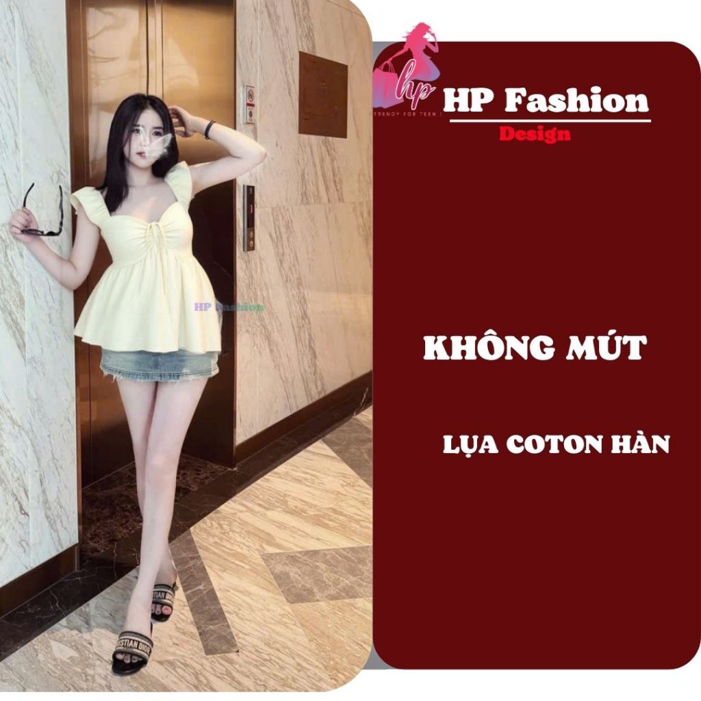 Áo babydoll nữ tay cánh tiên form che bung, áo kiểu dây rút vòng 1 tôn dáng lưng chun ôm eo HP111 | BigBuy360 - bigbuy360.vn