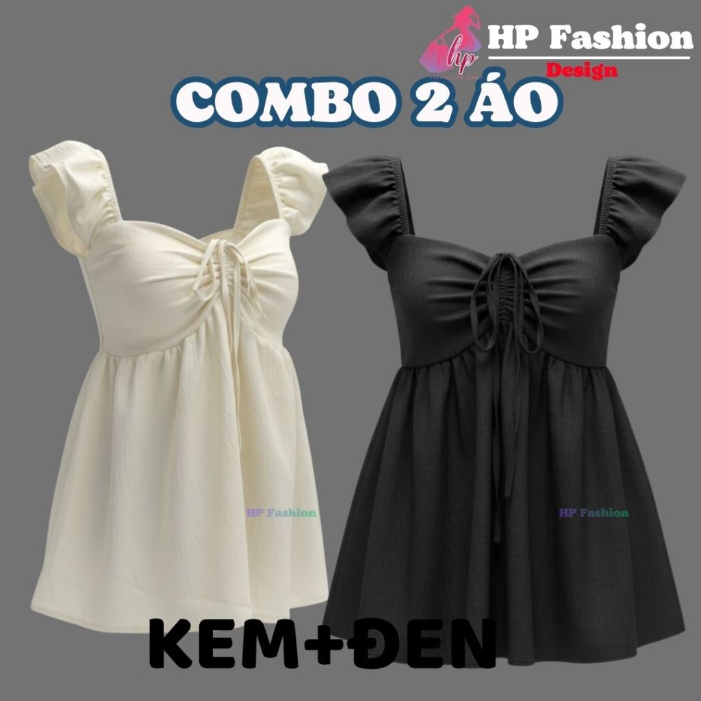 Áo babydoll nữ tay cánh tiên form che bung, áo kiểu dây rút vòng 1 tôn dáng lưng chun ôm eo HP111 | BigBuy360 - bigbuy360.vn