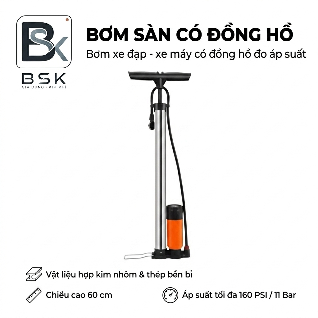 Bơm áp suất có đồng hồ thông minh 160PSI