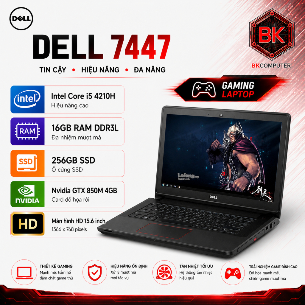 [Gaming] Laptop Dell 7447 core i5 4200H card đồ họa rời GTX 850M tới 4GB Vram chiến được tất cả các 