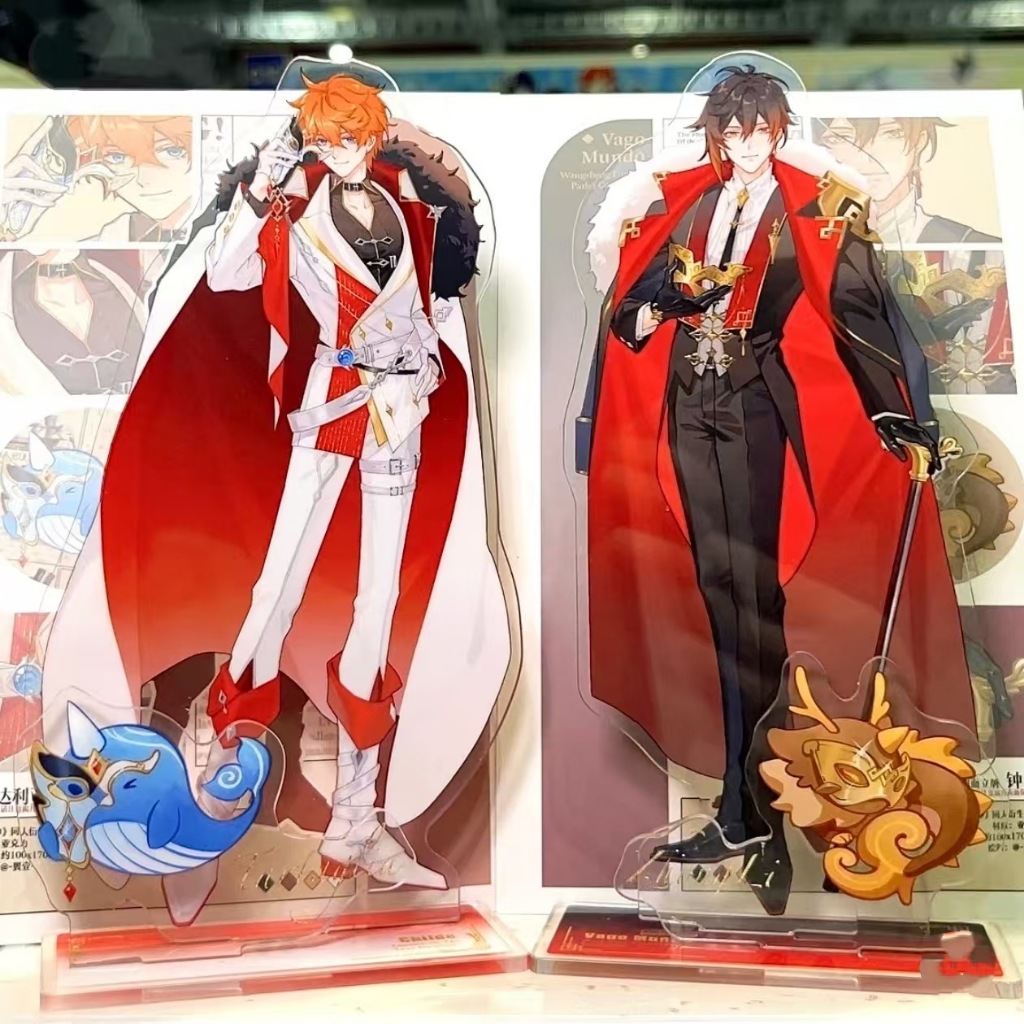 Mô Hình Standee Genshin Impact Childe & Zhongli (10cm) – Standee Acrylic Trang Trí Bàn Học, Quà Tặng