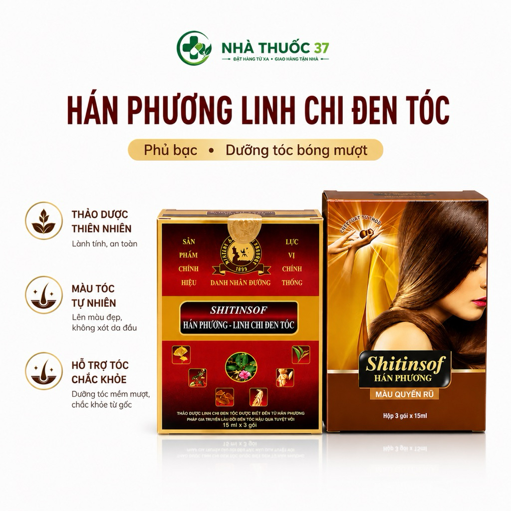 Shitinsof Hán phương Linh chi đen tóc - Nhuộm tóc thảo dược đen và nâu Shitinsof